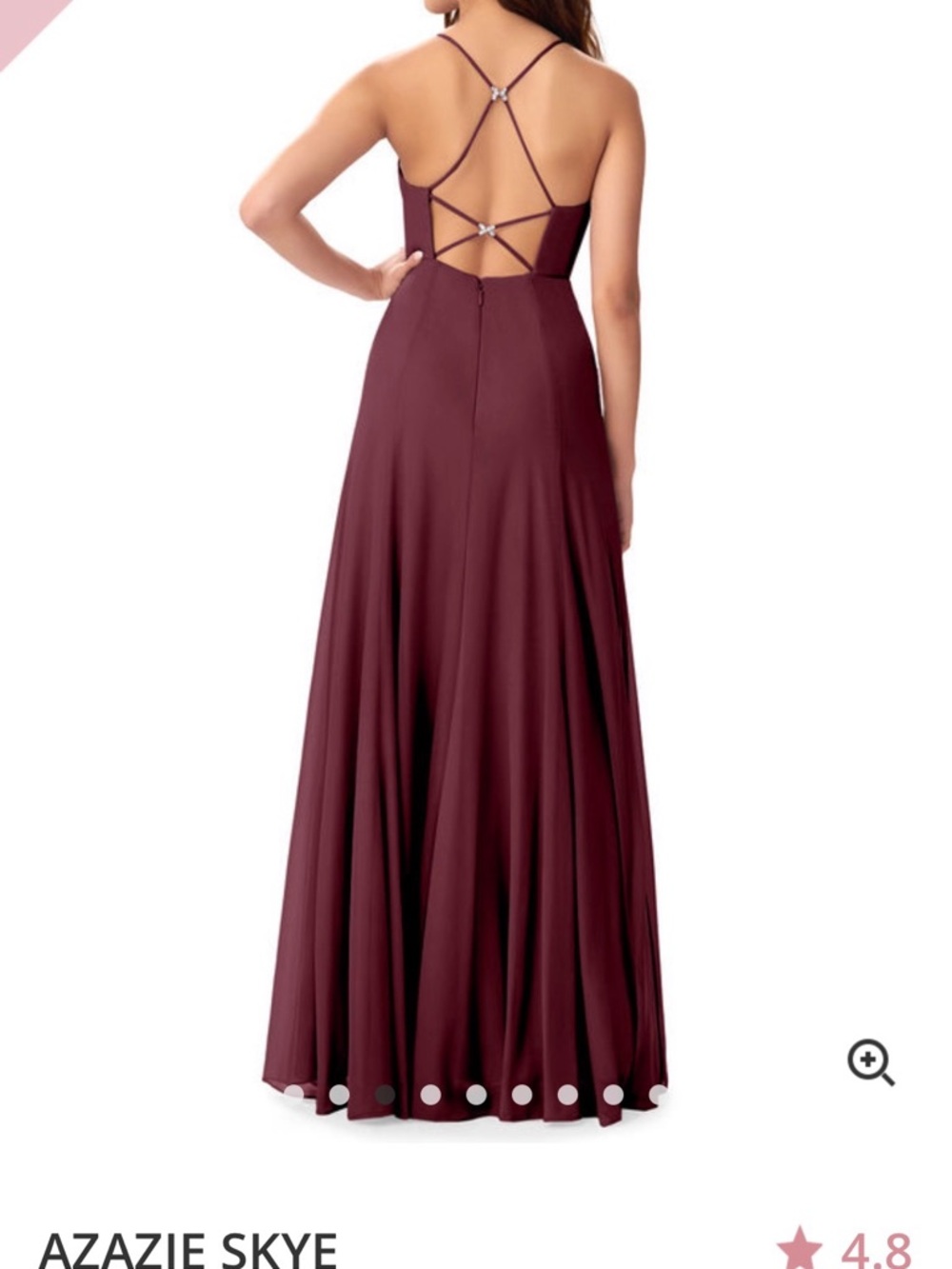 Azazie Skye Burgundy V‑Neck Maxi Dress with Side Slit - Picture 2 of 2